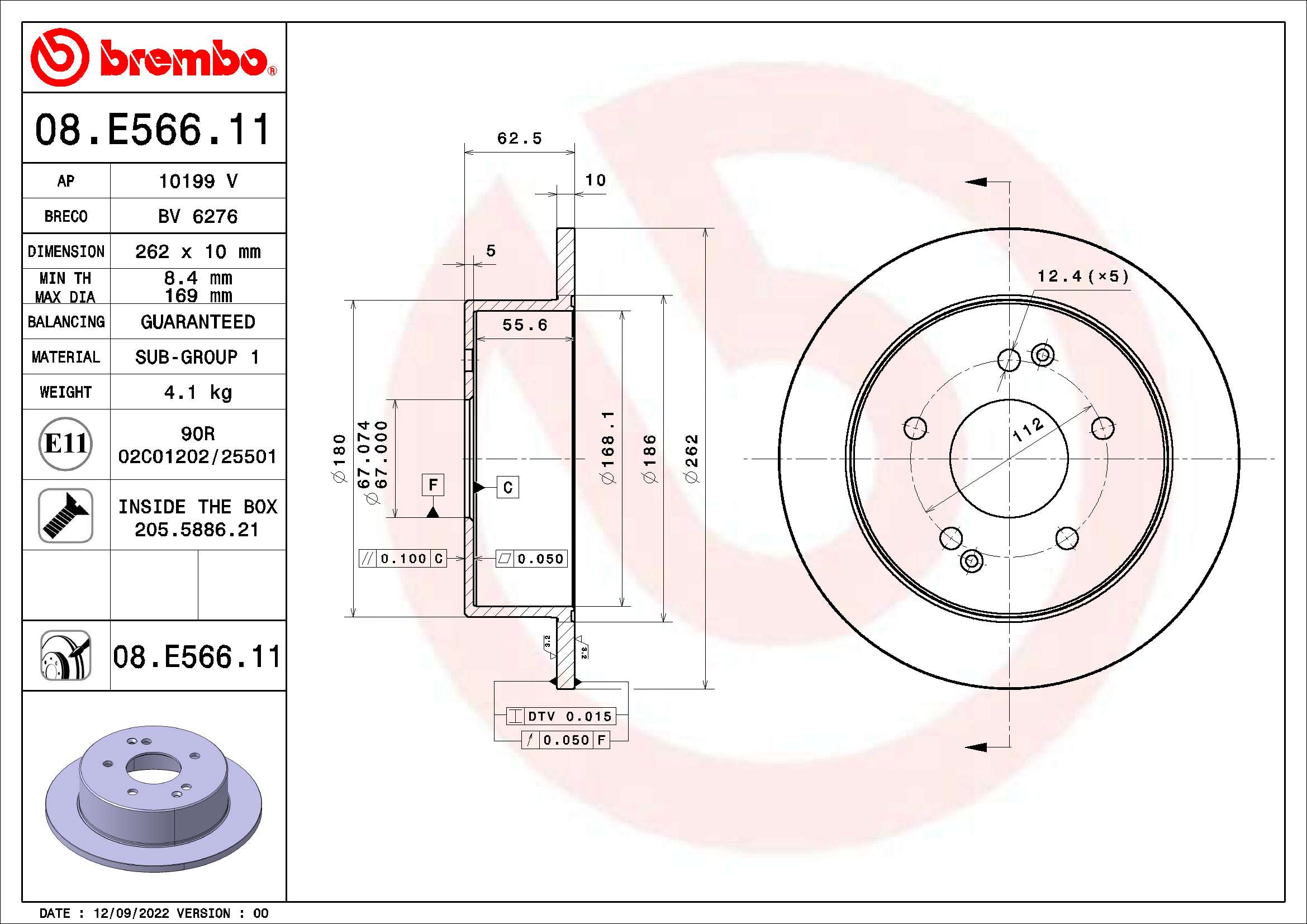 Remschijven Brembo 08.E566.11