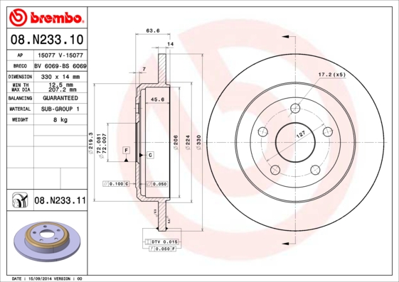 Remschijven Brembo 08.N233.11