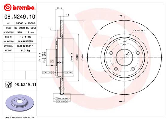 Remschijven Brembo 08.N249.11