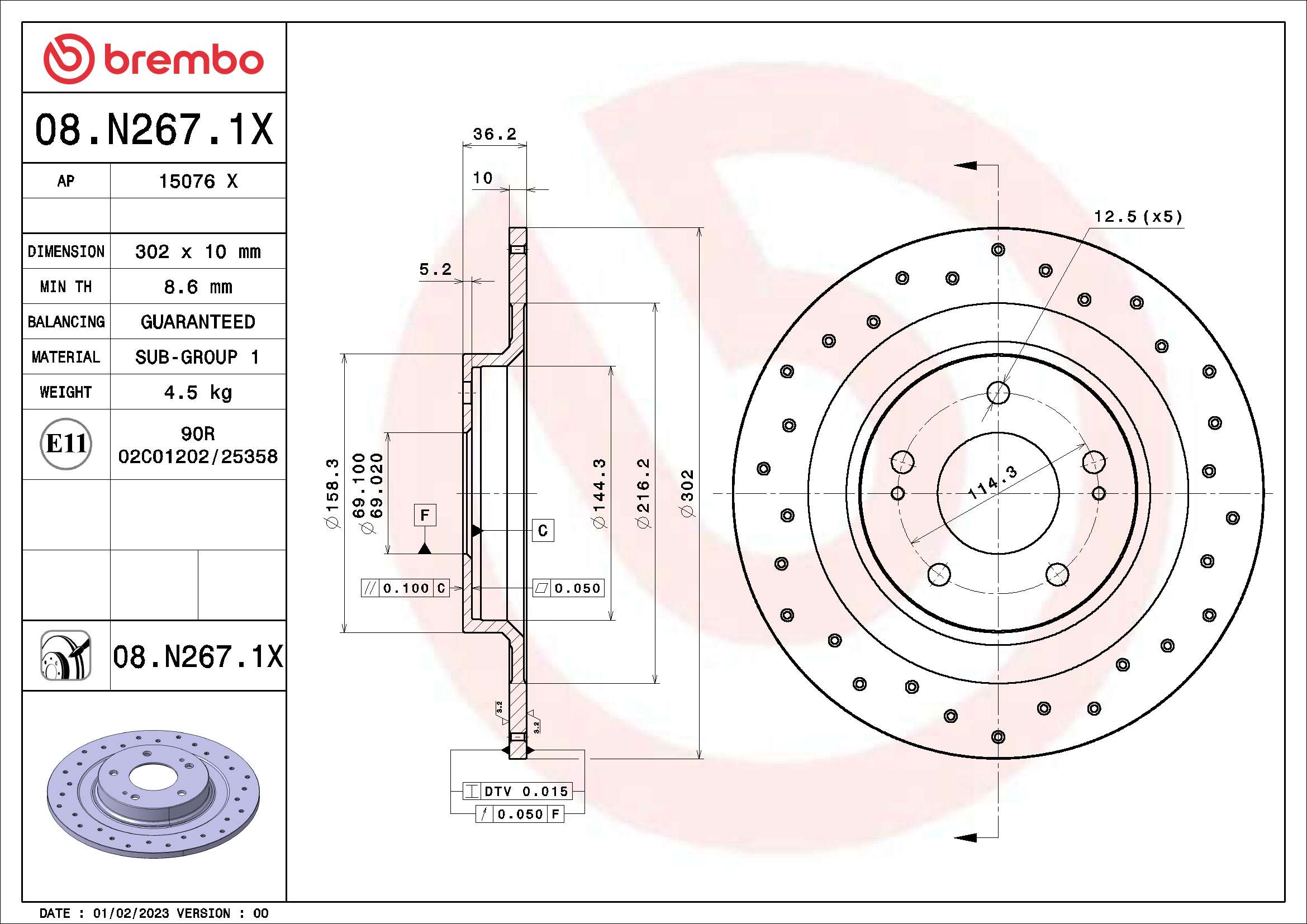 Remschijven Brembo 08.N267.1X