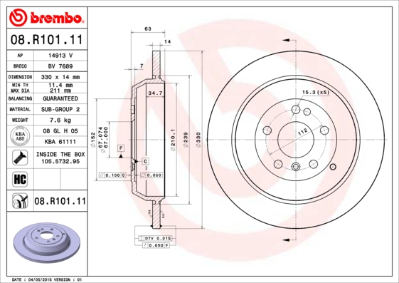 Remschijven Brembo 08.R101.11