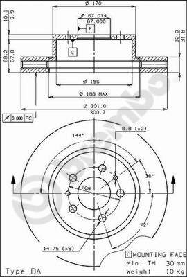 Remschijven Brembo 09.3036.10