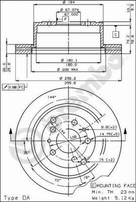 Remschijven Brembo 09.3802.10