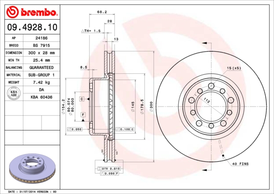 Remschijven Brembo 09.4928.10