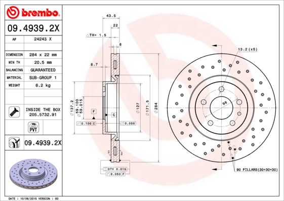 Remschijven Brembo 09.4939.2X