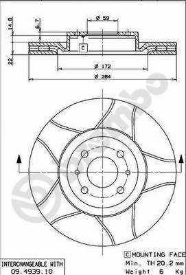 Remschijven Brembo 09.4939.75