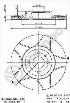 Remschijven Brembo 09.5058.75