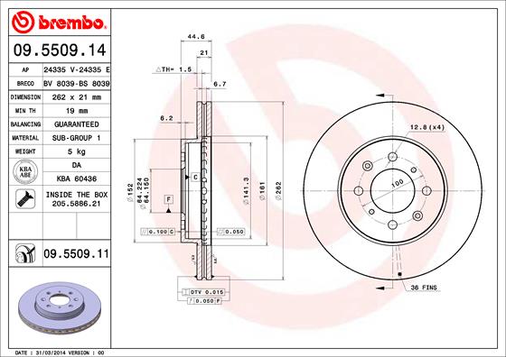 Remschijven Brembo 09.5509.11