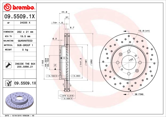 Remschijven Brembo 09.5509.1X