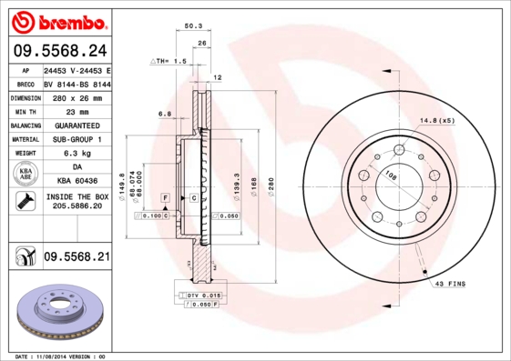 Remschijven Brembo 09.5568.24