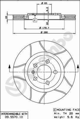 Remschijven Brembo 09.5570.75