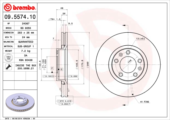 Remschijven Brembo 09.5574.10