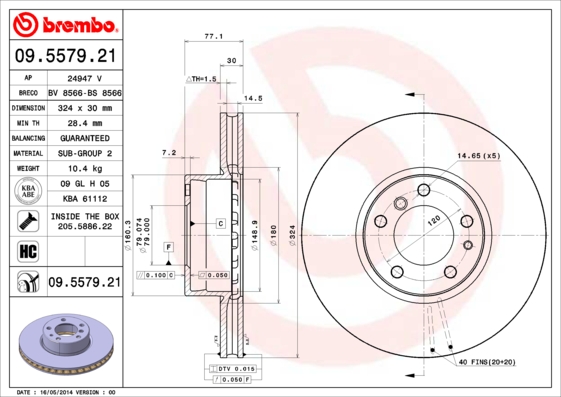 Remschijven Brembo 09.5579.21