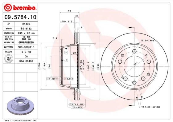 Remschijven Brembo 09.5784.10