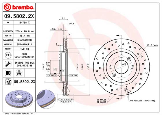 Remschijven Brembo 09.5802.2X