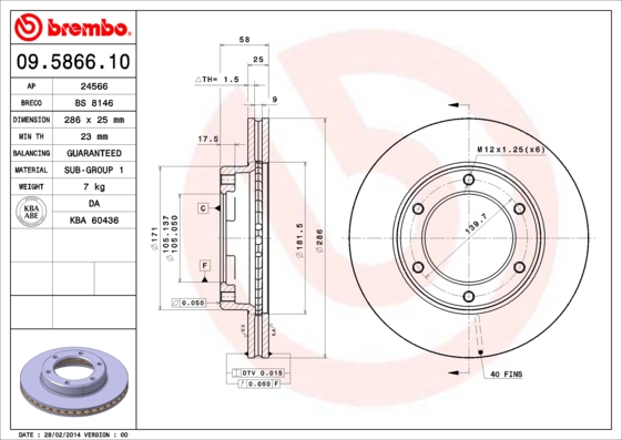 Remschijven Brembo 09.5866.10