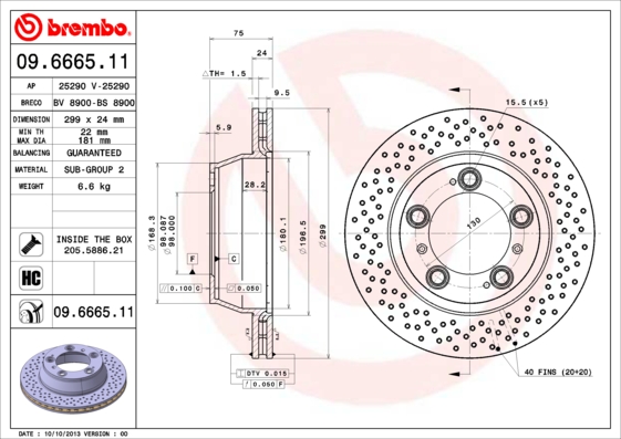 Remschijven Brembo 09.6665.11