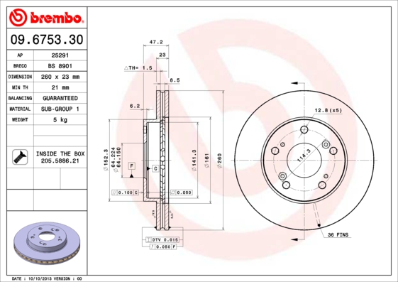 Remschijven Brembo 09.6753.30