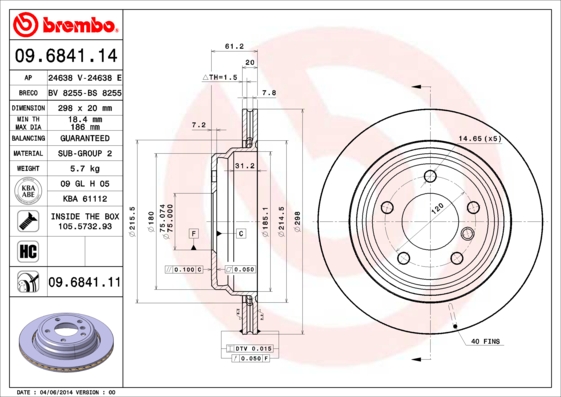 Remschijven Brembo 09.6841.14