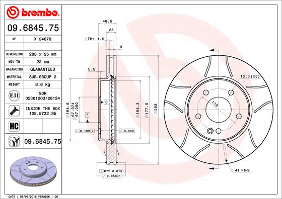 Remschijven Brembo 09.6845.75