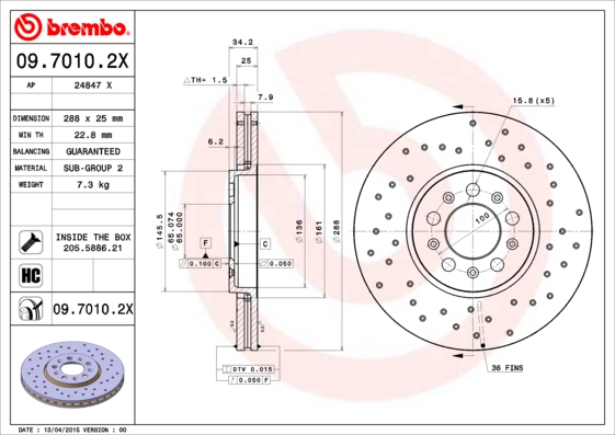 Remschijven Brembo 09.7010.2X