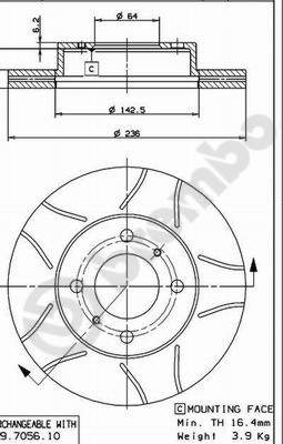 Remschijven Brembo 09.7056.75