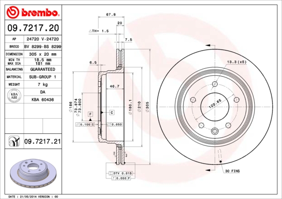 Remschijven Brembo 09.7217.21