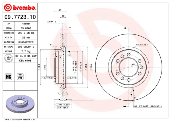 Remschijven Brembo 09.7723.10