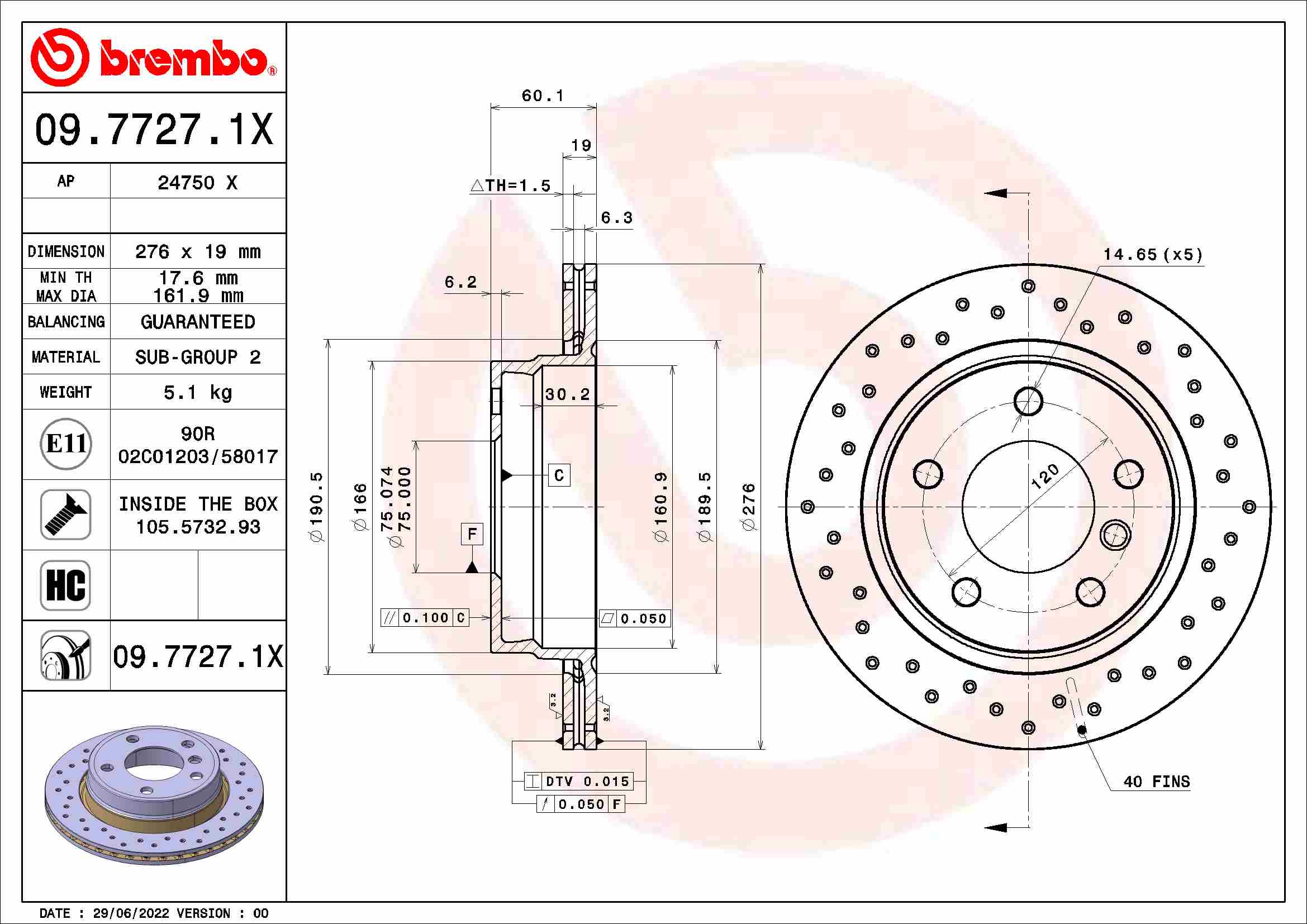 Remschijven Brembo 09.7727.1X