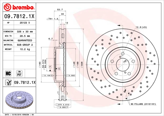 Remschijven Brembo 09.7812.1X