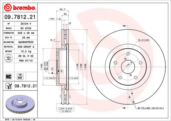 Remschijven Brembo 09.7812.21