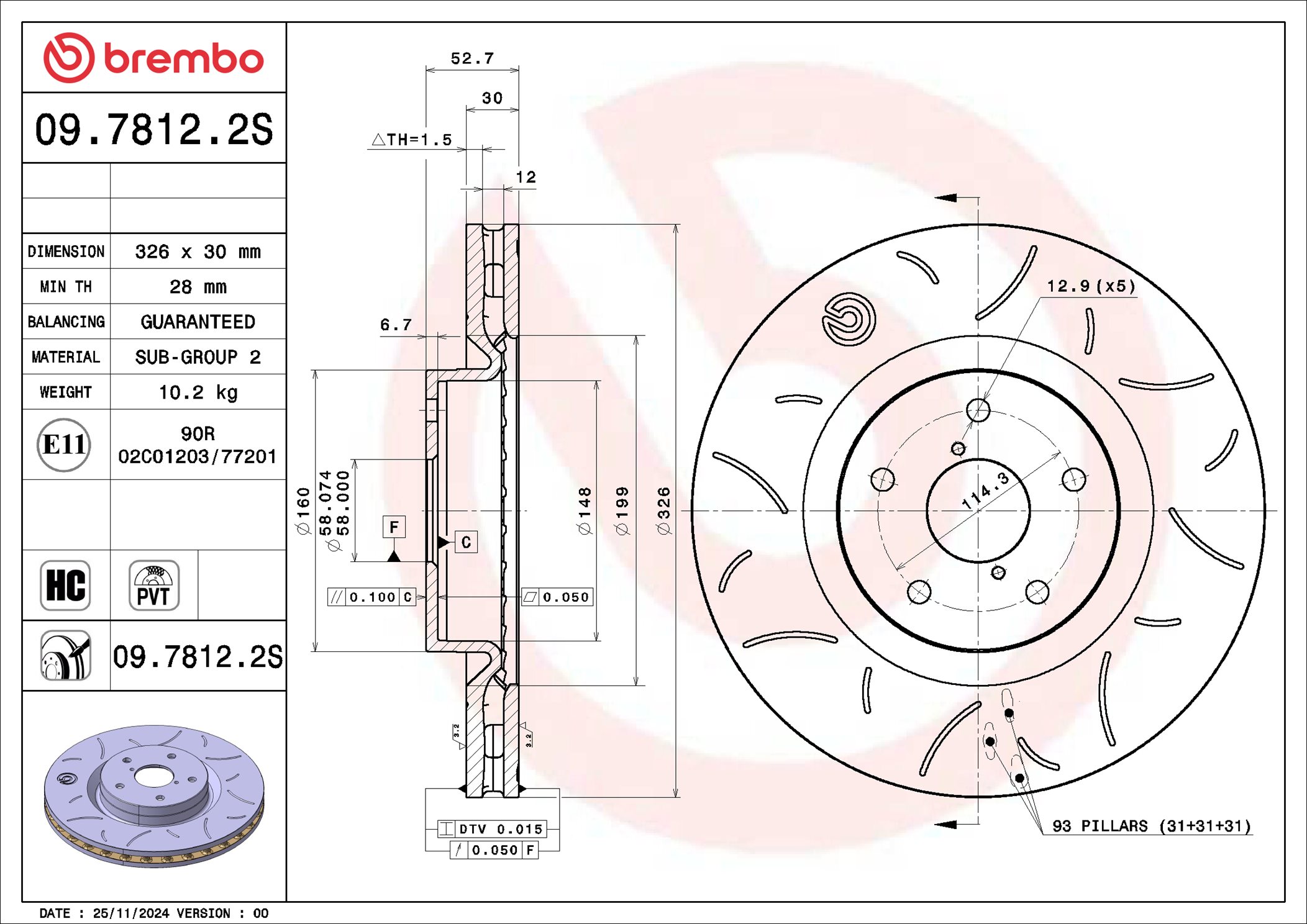 Remschijf Brembo 09.7812.2S