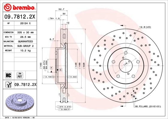 Remschijven Brembo 09.7812.2X