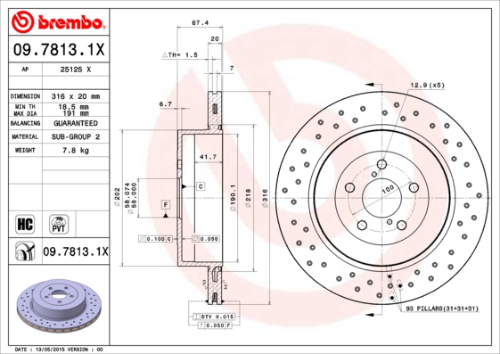 Remschijven Brembo 09.7813.1X