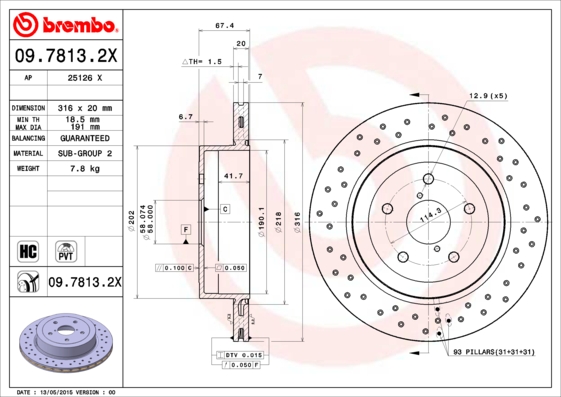Remschijven Brembo 09.7813.2X