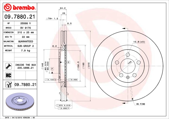 Remschijven Brembo 09.7880.21