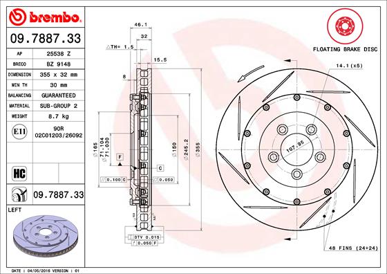 Remschijven Brembo 09.7887.33