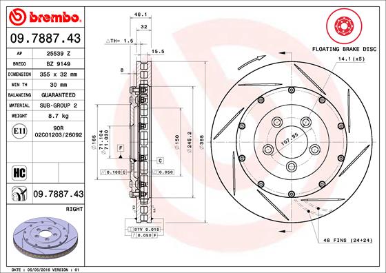 Remschijven Brembo 09.7887.43