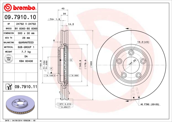 Remschijven Brembo 09.7910.11