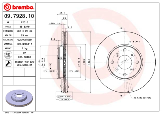 Remschijven Brembo 09.7928.10