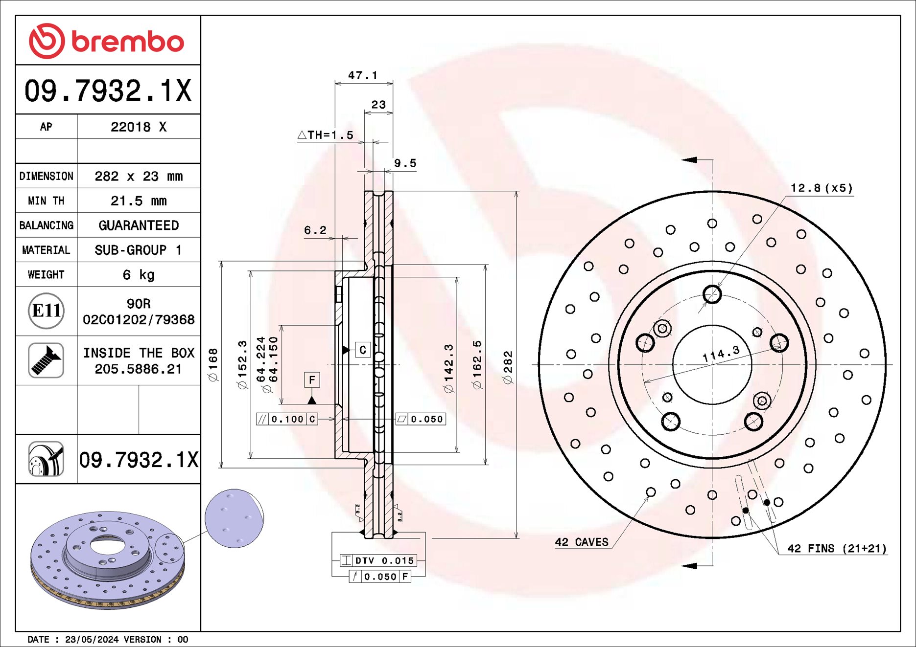 Remschijf Brembo 09.7932.1X