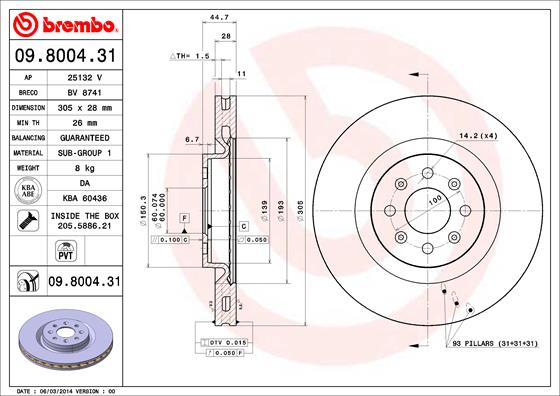 Remschijven Brembo 09.8004.31