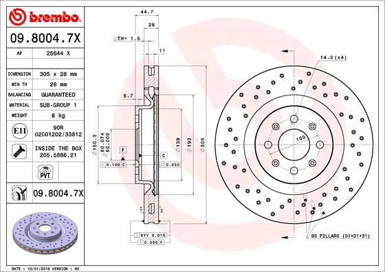 Remschijven Brembo 09.8004.7X