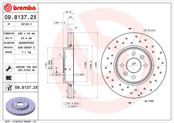 Remschijven Brembo 09.8137.2X