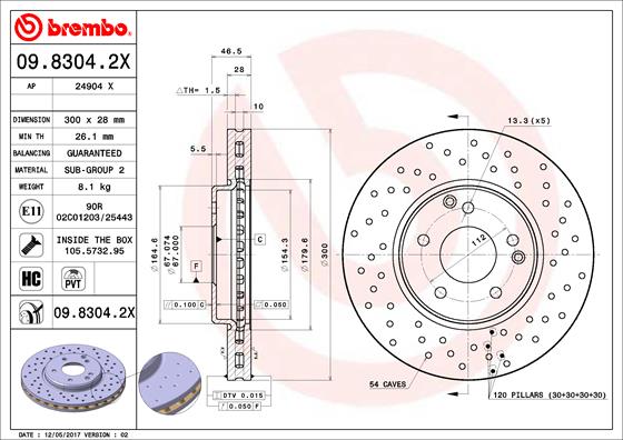 Remschijven Brembo 09.8304.2X