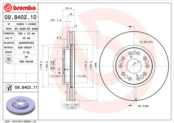 Remschijven Brembo 09.8402.11