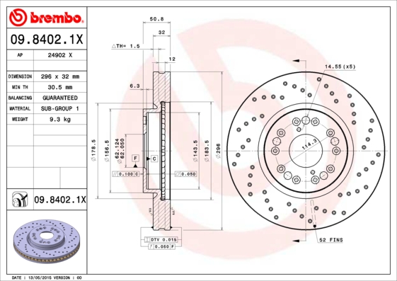 Remschijven Brembo 09.8402.1X