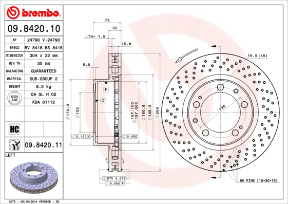 Remschijven Brembo 09.8420.11
