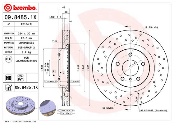 Remschijven Brembo 09.8485.1X