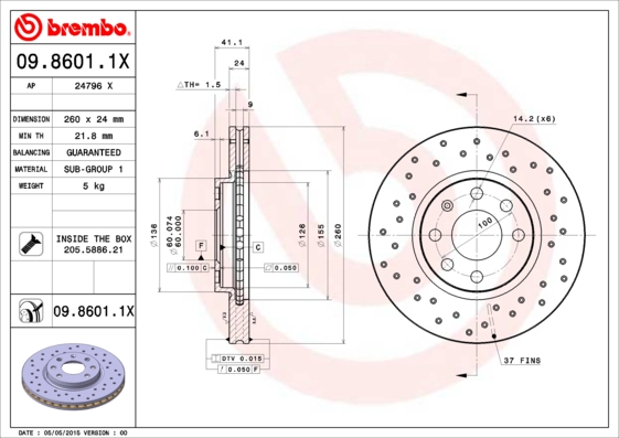 Remschijven Brembo 09.8601.1X